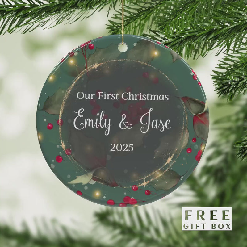Mr and Mrs First Christmas Ornament - Just Married Wedding Keepsake & Bridal Shower Gift