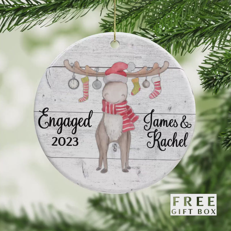 Engaged Custom Ornament: Porcelain Keepsake Gift