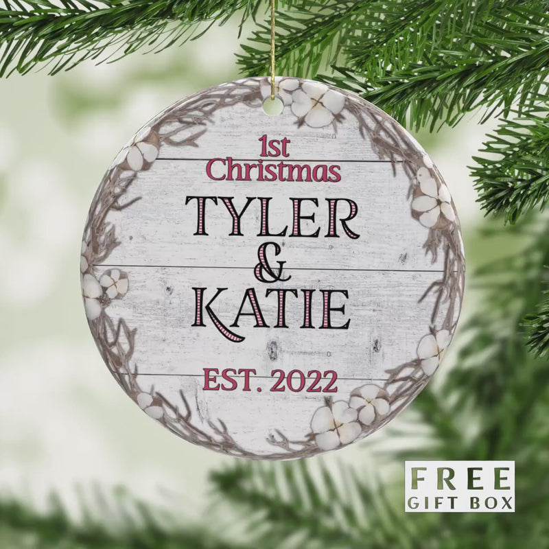 Our First Christmas Keepsake - Custom Wedding Ornament for Newlyweds