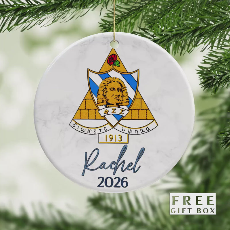 Phi Sigma Sigma Sorority Ornament: Custom Porcelain Greek Gift
