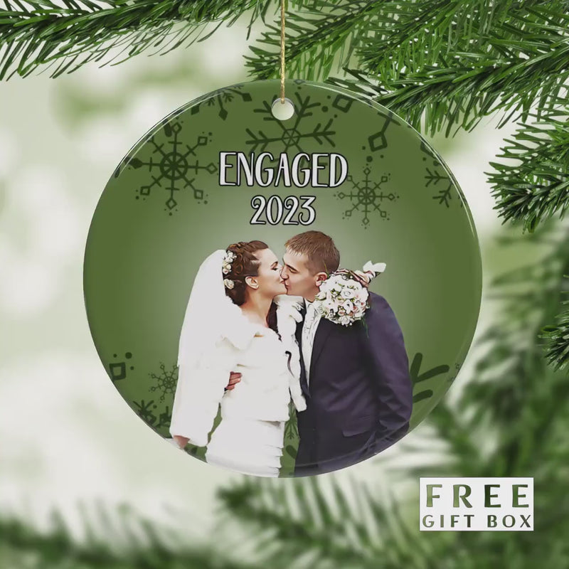 Custom Mr and Mrs Photo Ornament - First Christmas Engagement & Wedding Keepsake