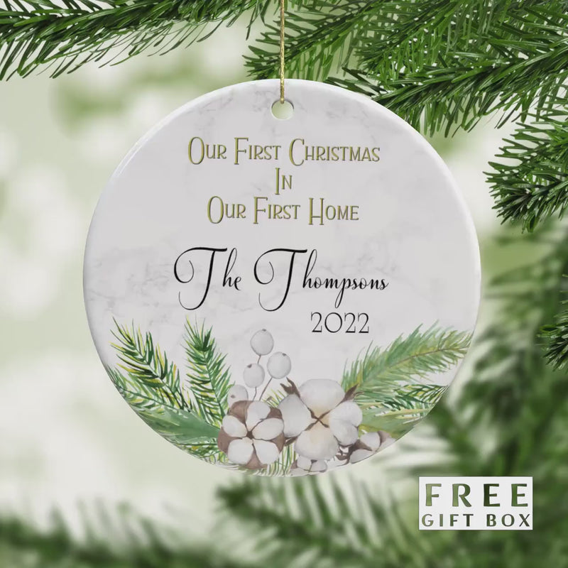 Just Married - Our First Christmas Custom Ornament - Personalized Wedding Keepsake