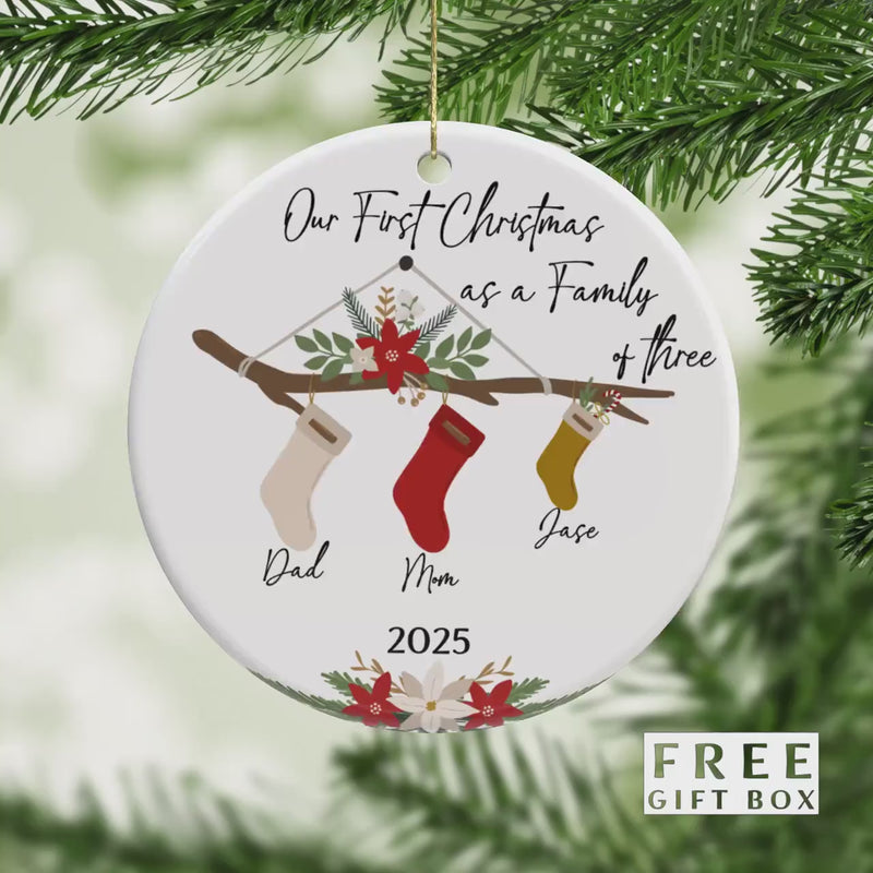 Personalized Ceramic Family Ornament – Baby’s First Christmas Keepsake