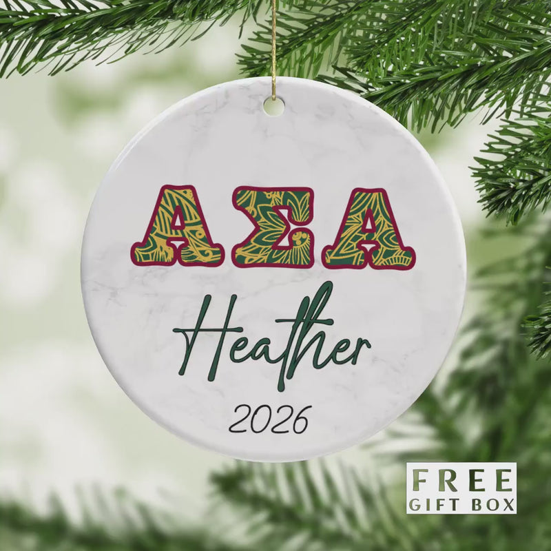 Alpha Sigma Alpha Sorority Ornament: Custom Greek Gift