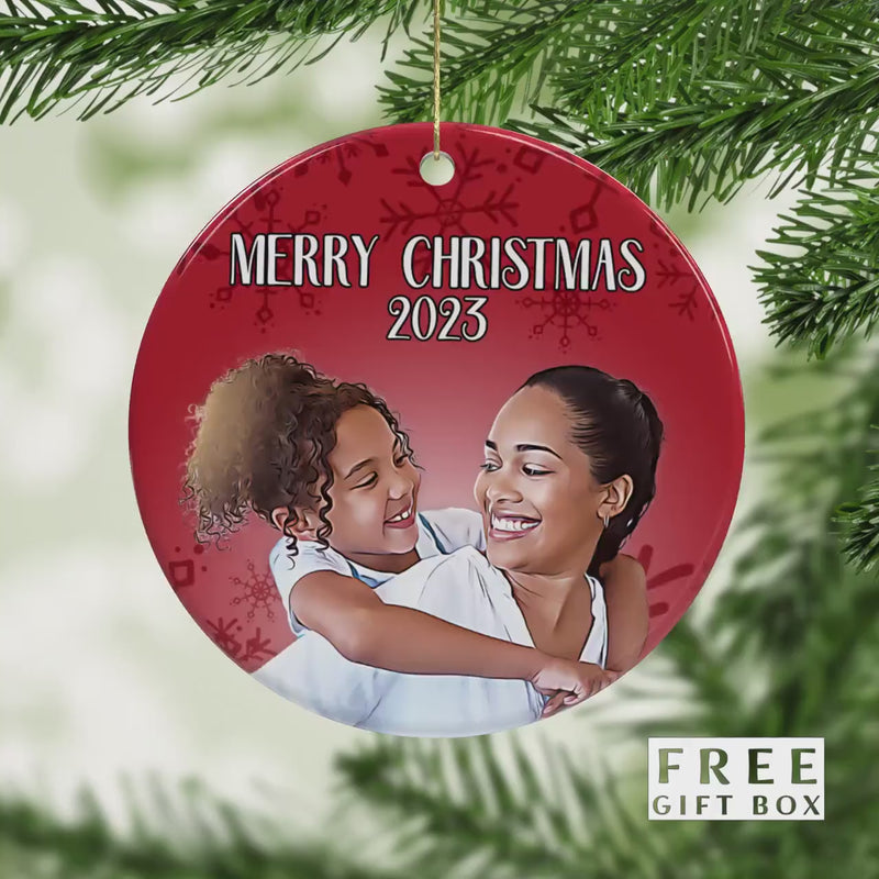 Custom Family Photo Ornament - First Christmas & Memorial Keepsake