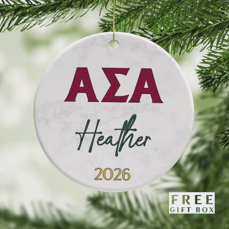 Alpha Sigma Alpha Sorority Ornament: Custom Greek Gift
