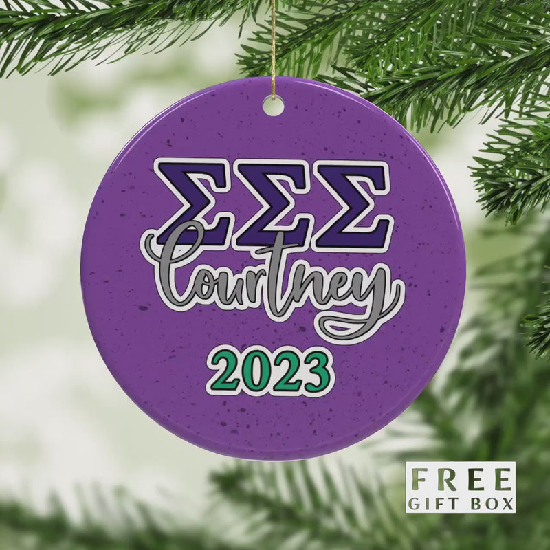 Tri Sigma Sorority Ornament: Custom Porcelain Greek Gift