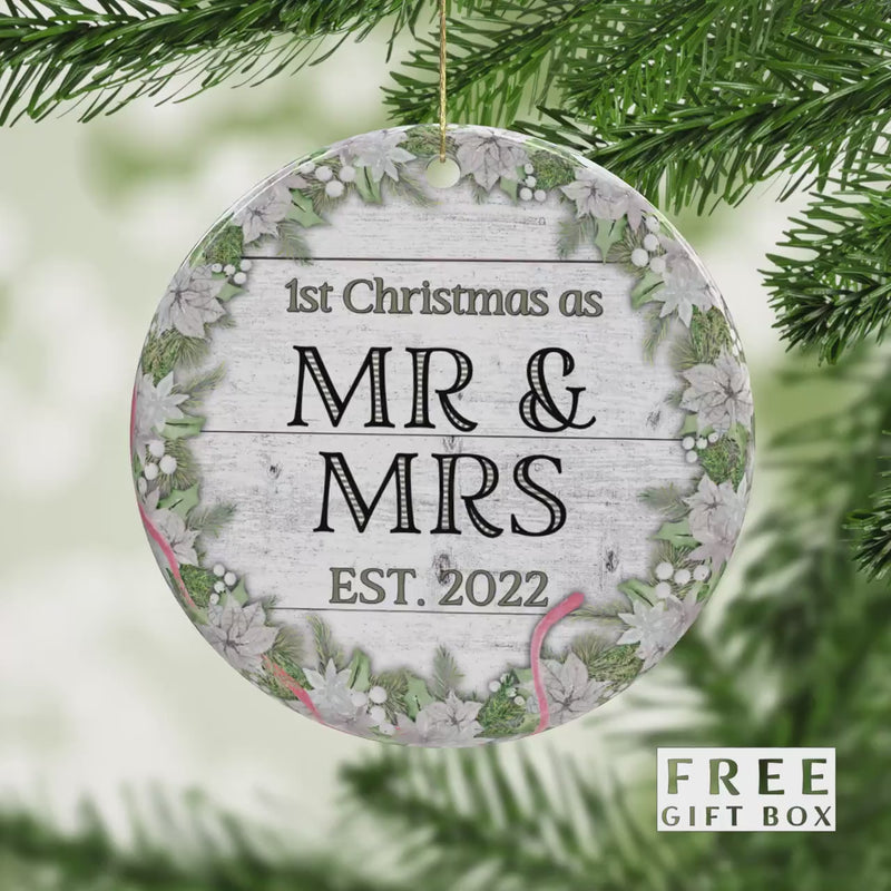 Our First Christmas Keepsake - Custom Wedding Ornament for Newlyweds