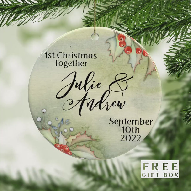 Just Married - Our First Christmas Custom Ornament - Personalized Wedding Keepsake