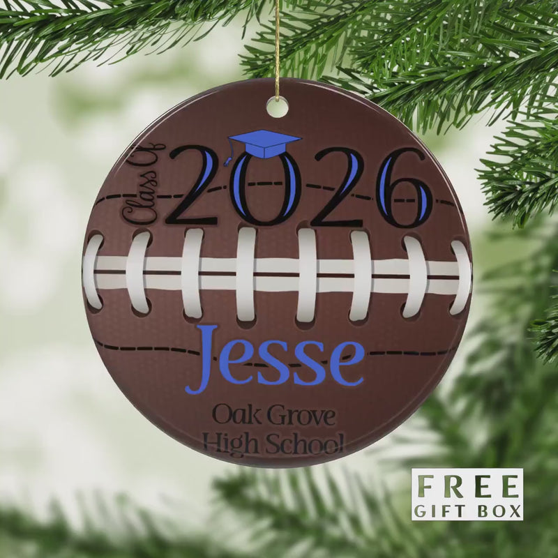 Football Ornament - The Perfect Holiday or Graduation Gift