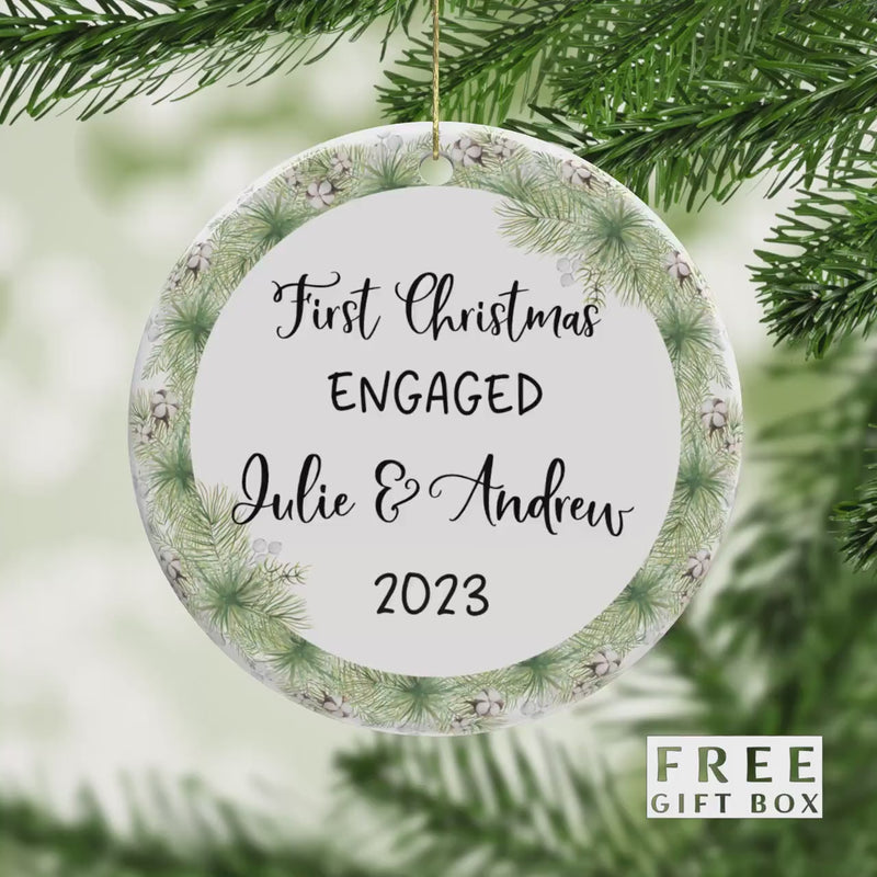 Engaged Ornament - Our First Christmas Custom Ornament - Personalized Wedding Keepsake