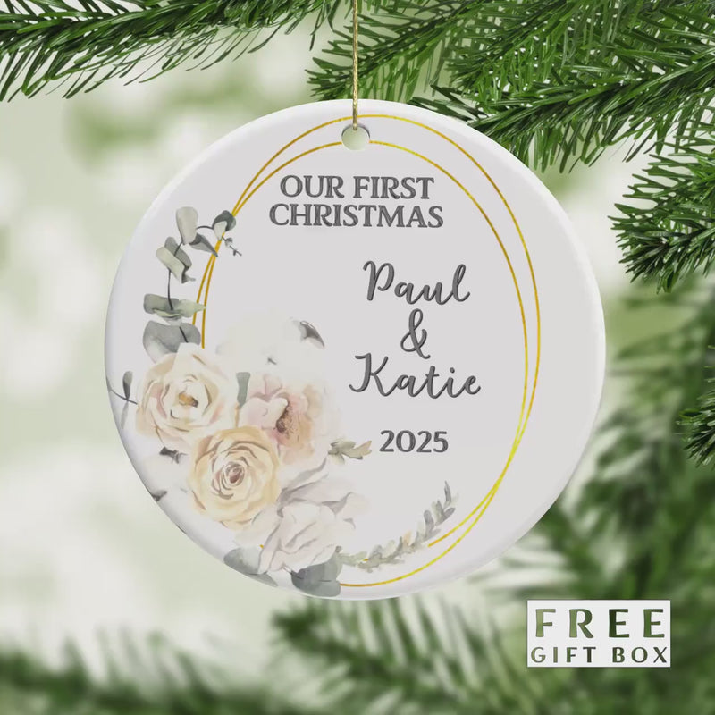 Our First Christmas Custom Couple Ornament - Perfect Stocking Stuffer