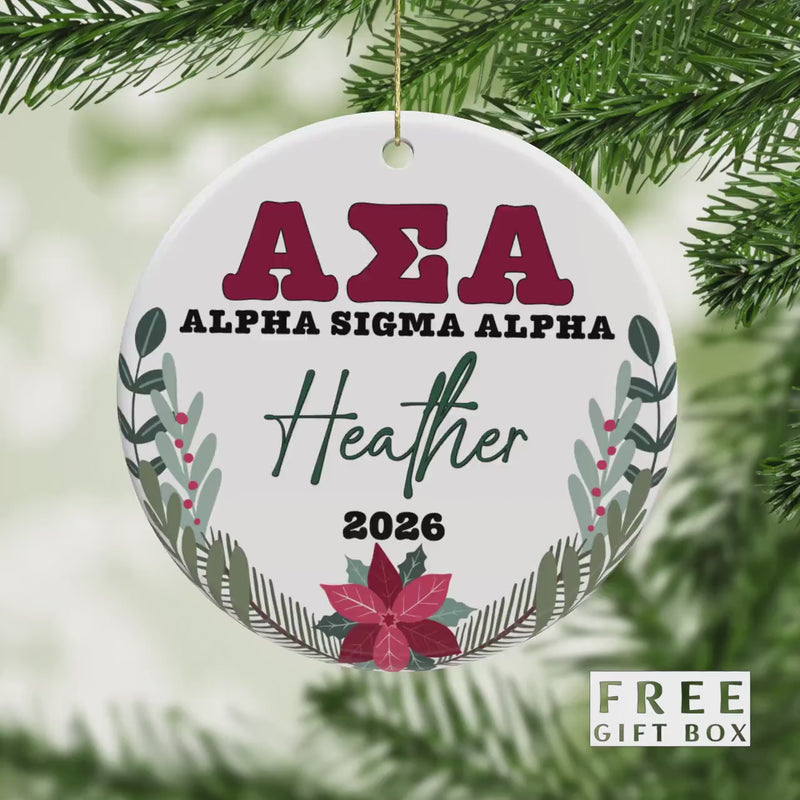 Alpha Sigma Alpha Sorority Ornament: Custom Greek Gift