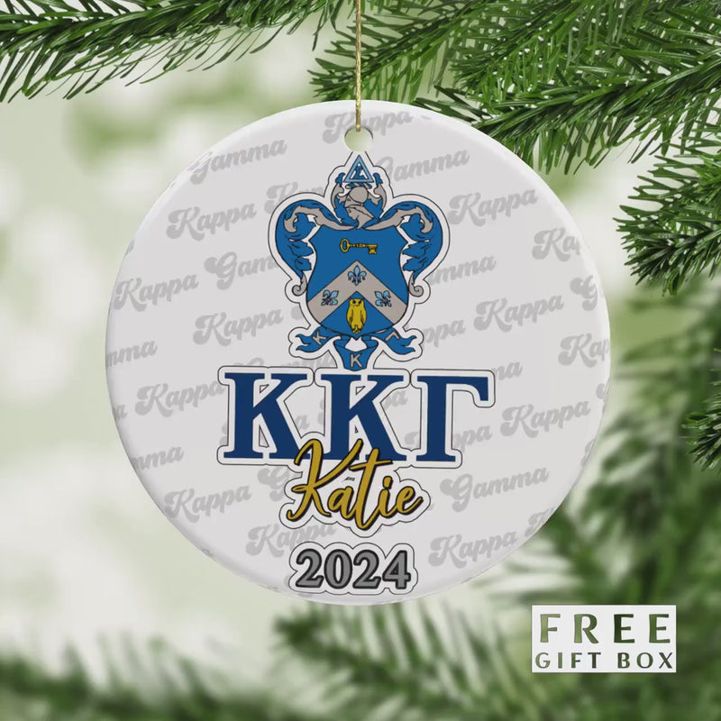 Kappa Kappa Gamma Ornament: Custom Porcelain Greek Gift