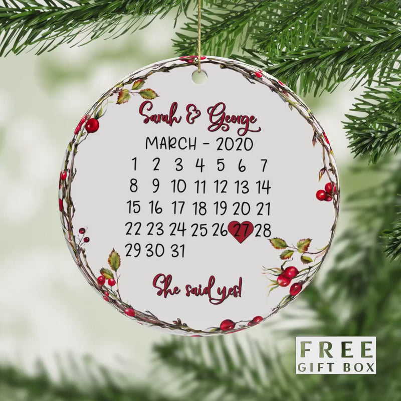 Our First Christmas Engaged Ornament - Couples & Family Christmas Tree Keepsake