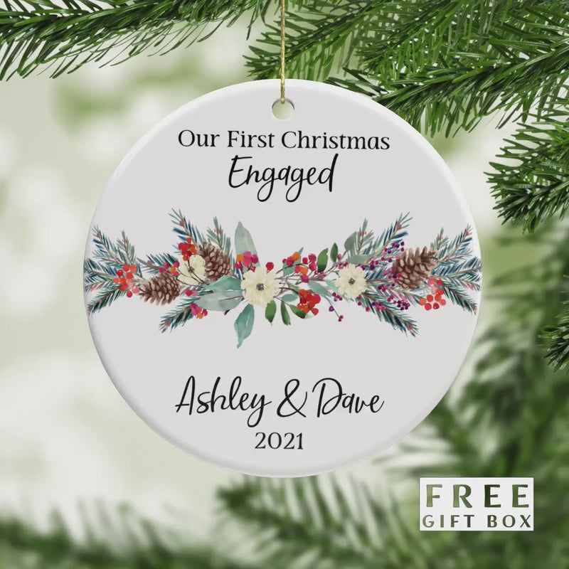 Personalized Mr and Mrs Christmas Ornament - Engagement Keepsake - Couples Gift