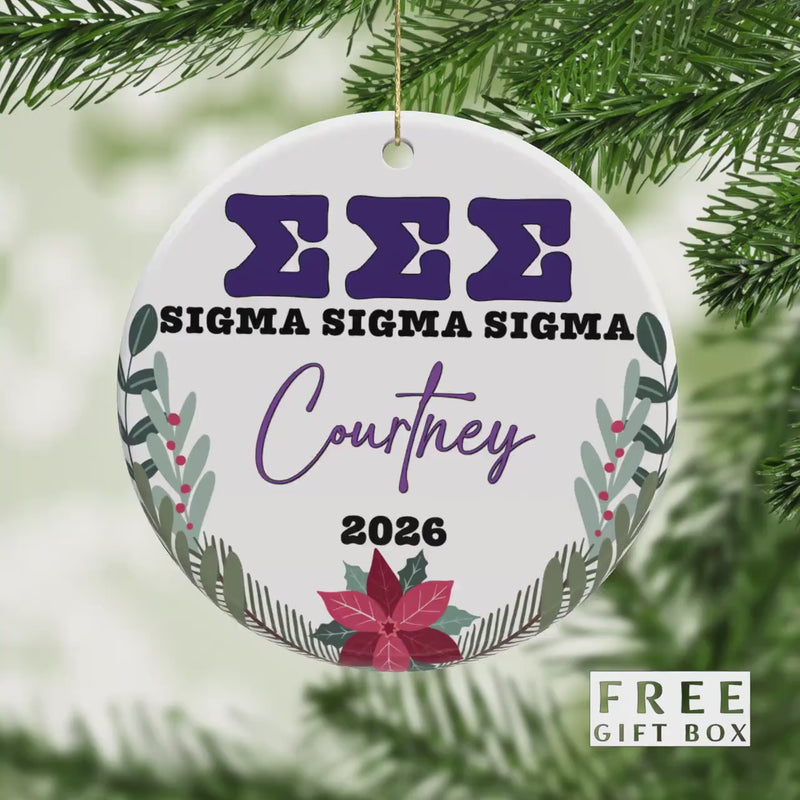 Tri Sigma Sorority Ornament: Custom Porcelain Greek Gift