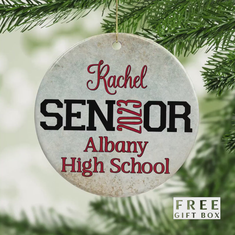 Personalized Graduation Ornament: Porcelain Keepsake with Gift Box