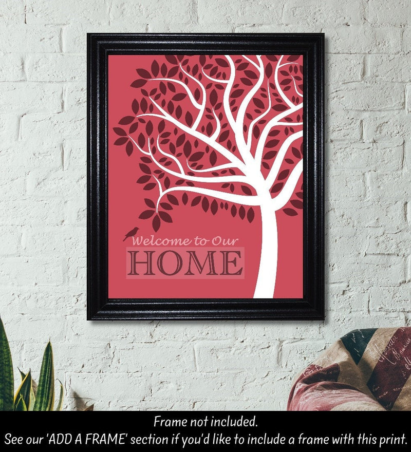 Welcome to our Home, Tree Print, Gift for Parents, New Home Gift, Family Name Sign, Welcome Sign, Family Wall Art, Letter Art, Welcome Print
