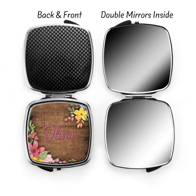 Floral Personalized Compact Mirror CP74