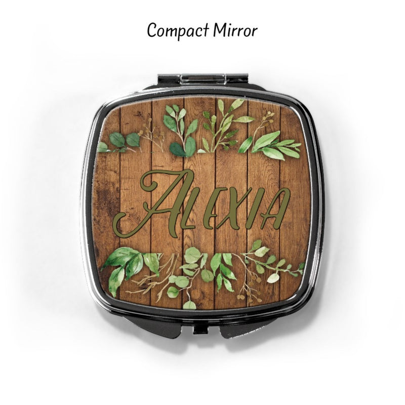 Green Leaf Personalized Compact Mirror CP57