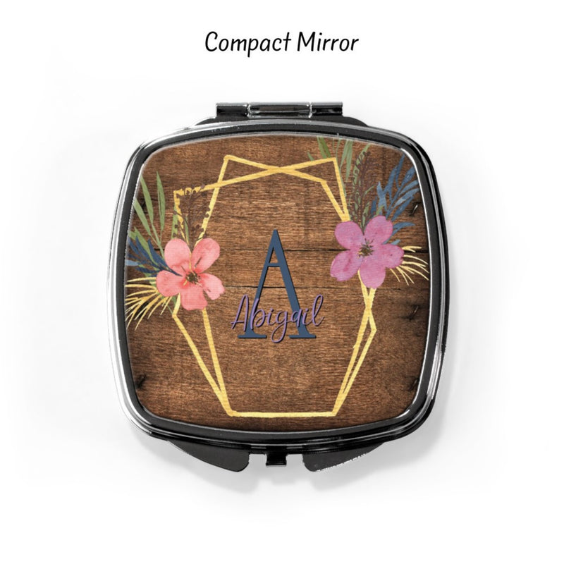 Floral Personalized Compact Mirror CP75