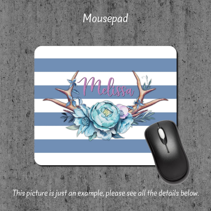 Boho Antlers Personalized Mousepad, Mouse Pad, MP72