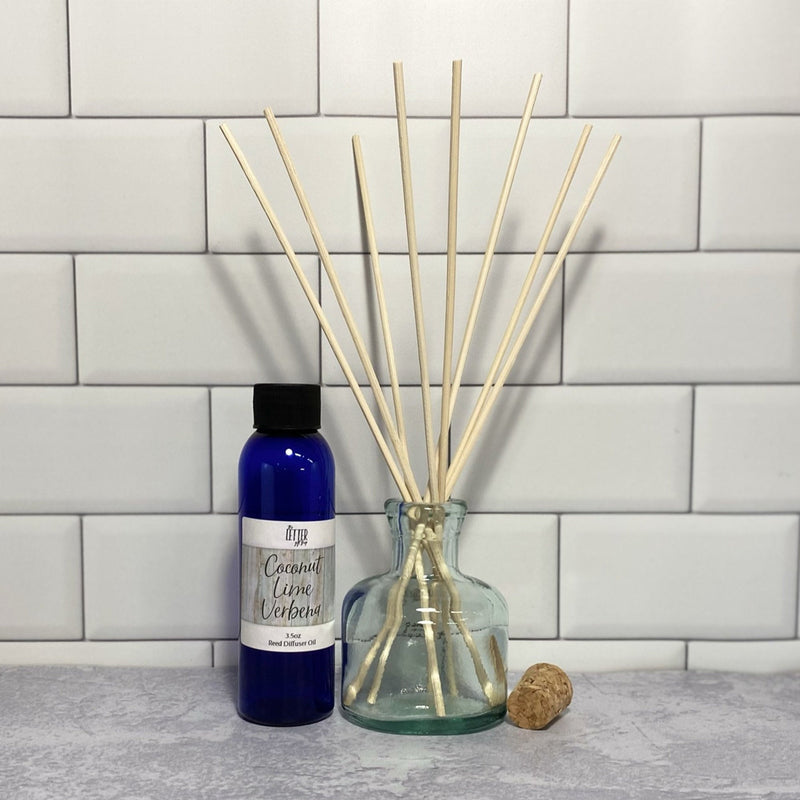 Reed Diffuser - Coconut Lime Verbena - Oil Diffuser, Reed Diffuser Refill, Diffuser Refill, Rattan Reeds