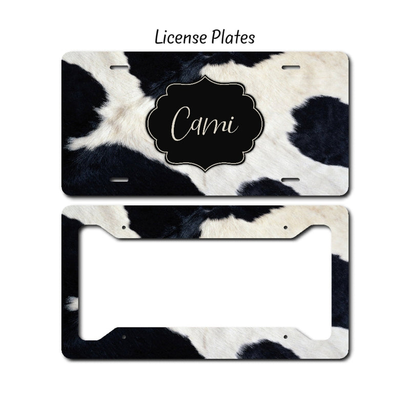 Cow Print License Plate, License Plate Frame, License Plate Art, Car Tags, Gift for Her, Mothers Day Gift, Personalized License Plate, LP81