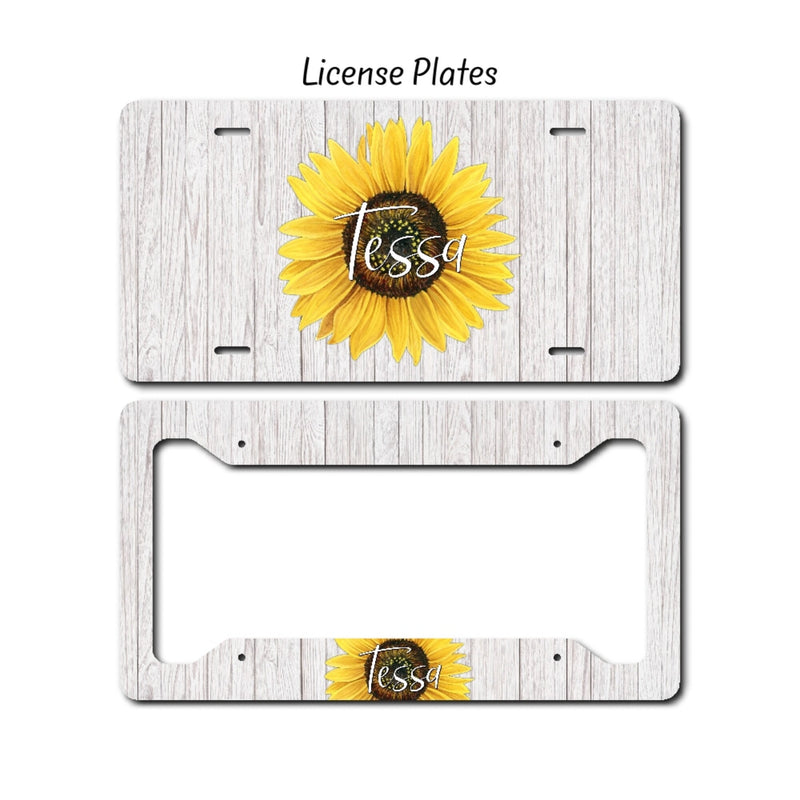 Sunflower Print License Plate, License Plate Frame, License Plate Art, Car Tags, Gift for Her, Mothers Day Gift, Personalized Plate, LP83