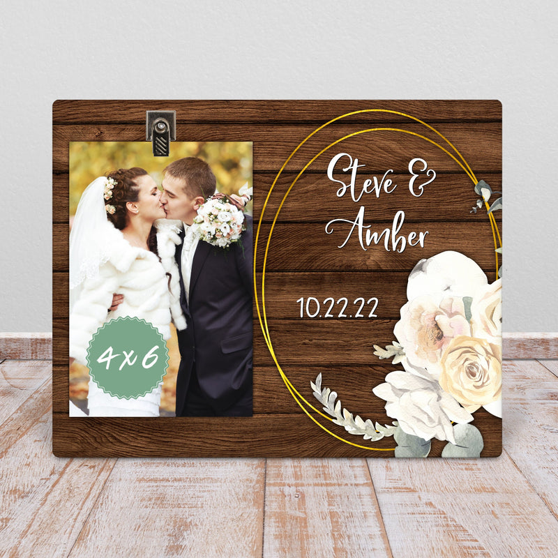 Custom Wedding Frame: Personalized Rustic Gift for Newlyweds & Parents