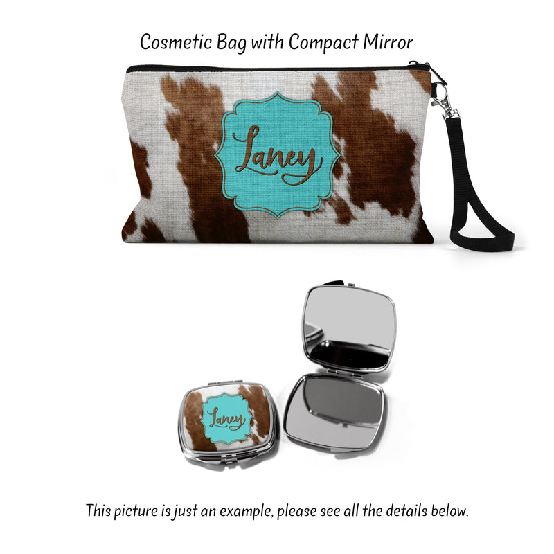 Personalized Cow Print Makeup Bag - Perfect Bridesmaid, Wife, Girlfriend, or Best Friend Gift