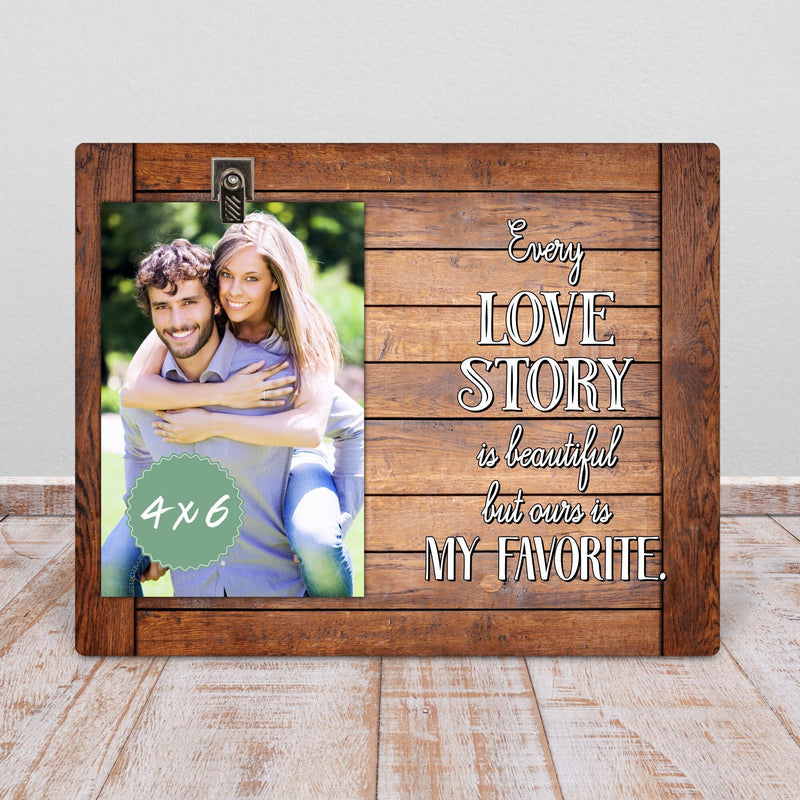 Custom Rustic Engagement Picture Frame - Perfect Wedding and Anniversary Gift