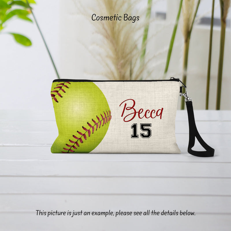 Softball, Softball Gift, Softball Team, Softball Bag, Cosmetic Bag, Team Gift, Gift For Her, CO59