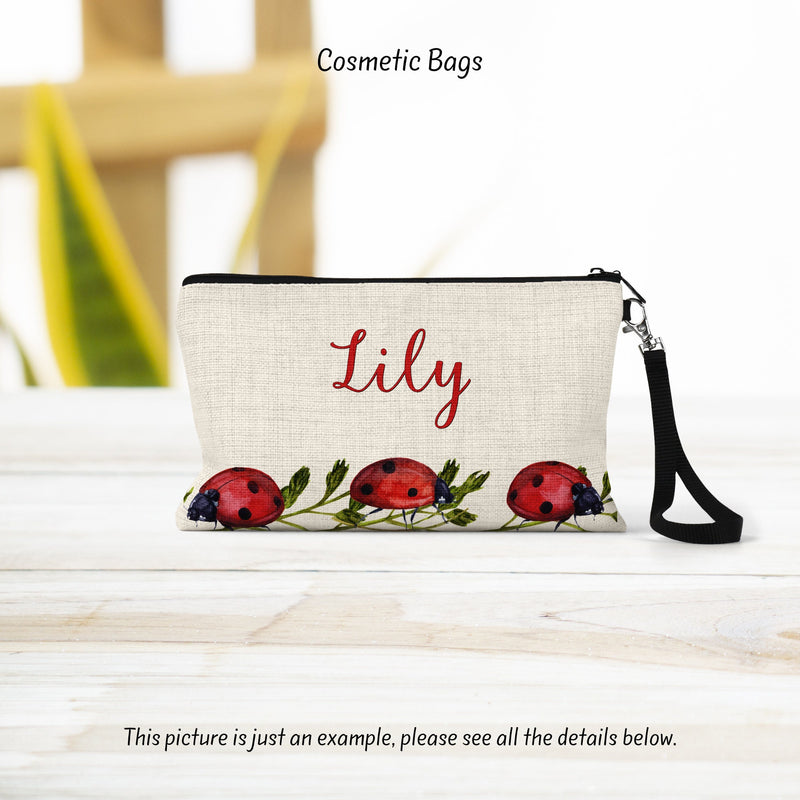 Lady Bug, Lady Bugs Makeup Bag, Cosmetic Bag, Bridesmaid Gift, Wife Gift, Girlfriend Gift, Birthday Gift, Gift For Her, CO57