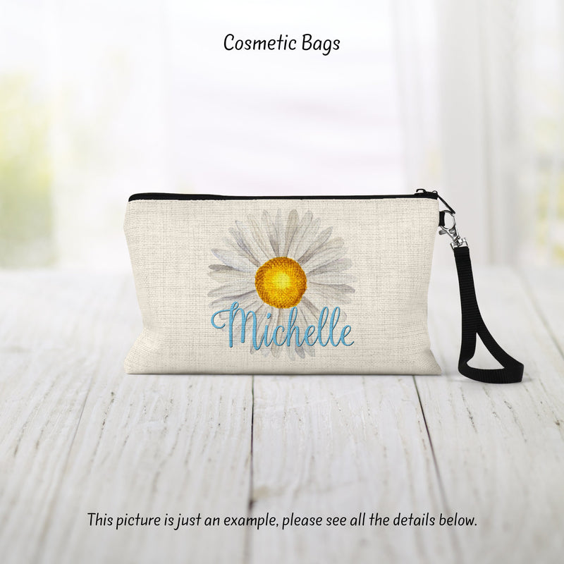 Daisy Makeup Bag, Chamomile, Daisies, Cosmetic Bag, Bridesmaid Gift, Wife Gift, Girlfriend Gift, Birthday Gift, Gift For Her, CO52