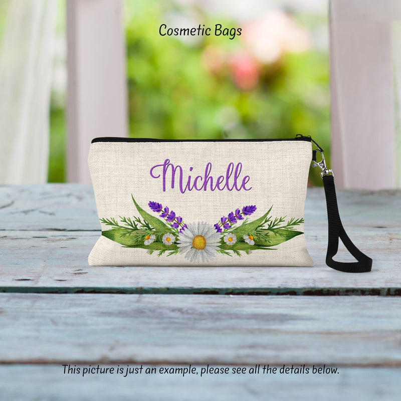 Daisy Makeup Bag, Chamomile, Daisies, Cosmetic Bag, Bridesmaid Gift, Wife Gift, Girlfriend Gift, Birthday Gift, Gift For Her, CO53