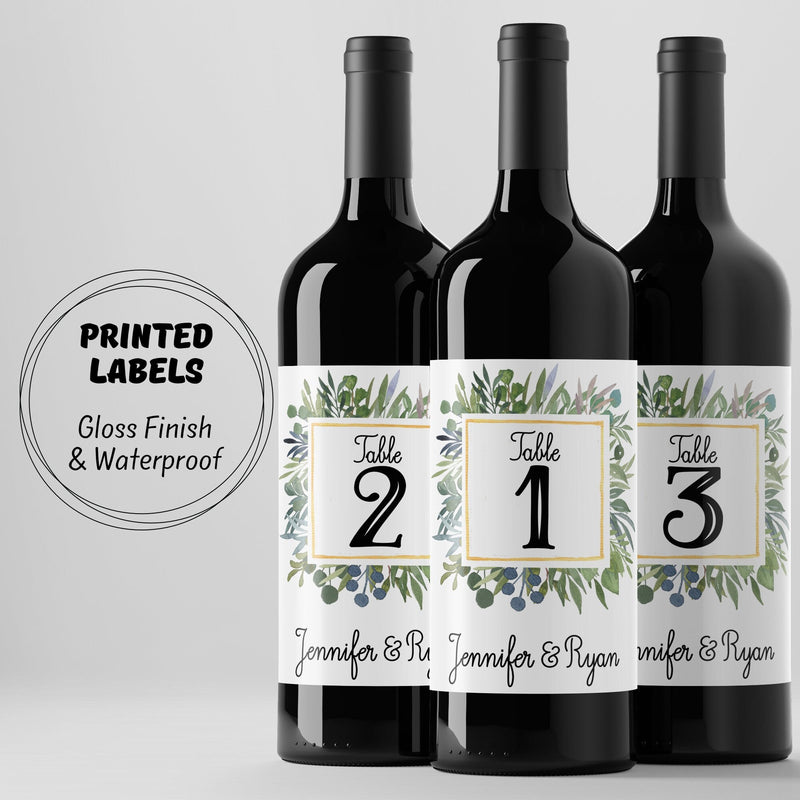 Wine Bottle Table Number Labels, Reception Tabel Number, Wine Bottle Place Card, Wine Label, Wine Bottle Labels, Wedding Wine Label