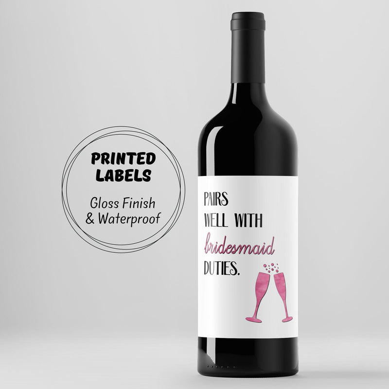 Bridesmaid Proposal, Maid of Honor Gift, Bridal Party Gift, Will You Be My, Proposal Gift, Wine Label, Custom, Champagne Label