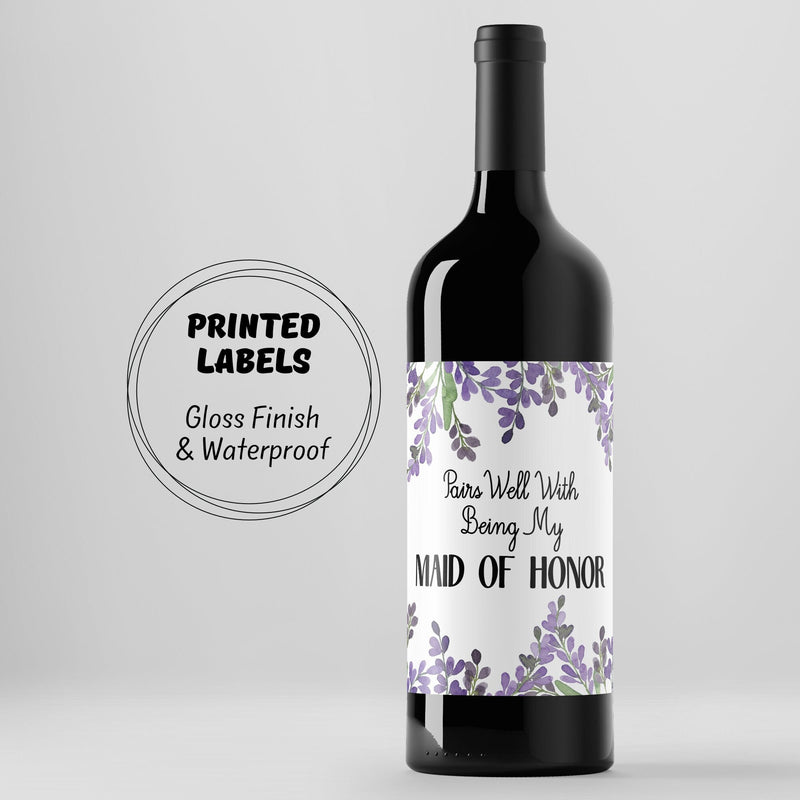 Bridesmaid Proposal, Maid of Honor Gift, Bridal Party Gift, Will You Be My, Proposal Gift, Wine Label, Custom, Champagne Label, Bridesmaid
