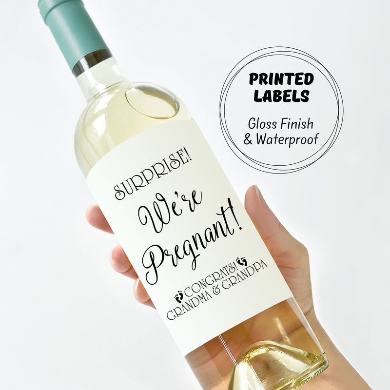 Personalized Baby Announcement Wine and Champagne Labels - Perfect New Grandparent Gift and Keepsake