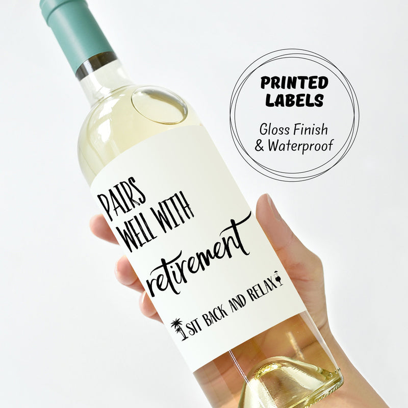 Customizable Retirement Wine Labels - Perfect Gift for Retirement Party