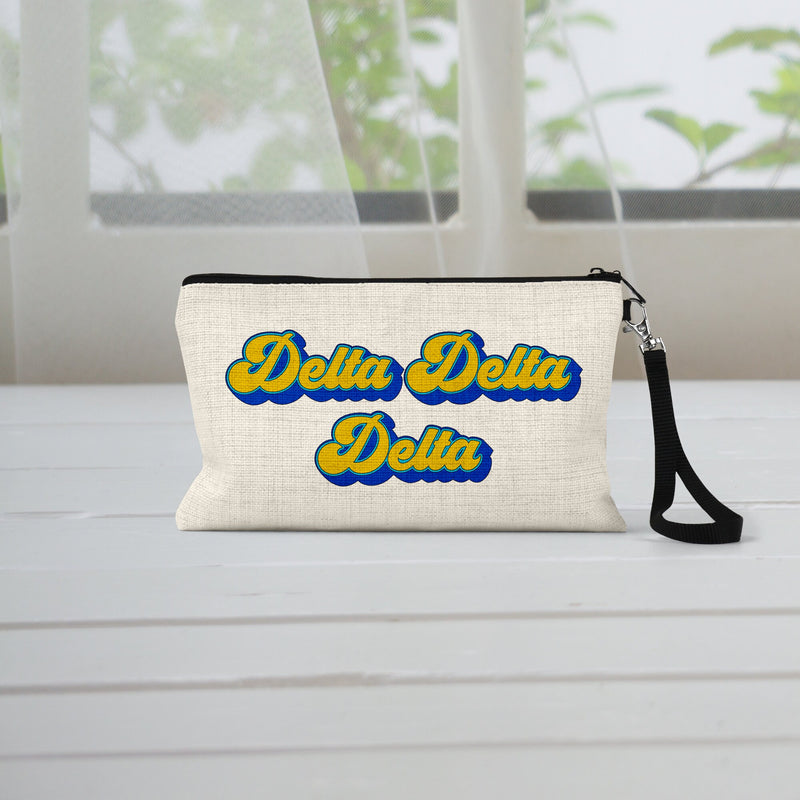 Tri Delta Sorority Makeup Bag, Delta Delta Delta – Ideal Greek Gifts for Big Little Sorority Sisters