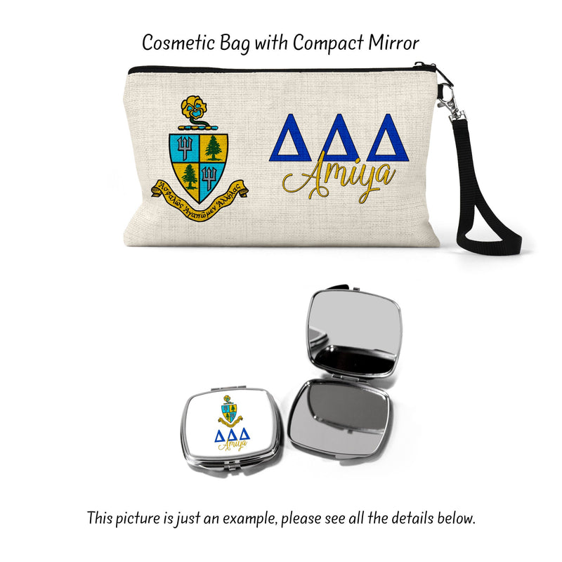 Tri Delta Sorority Makeup Bag, Delta Delta Delta – Ideal Greek Gifts for Big Little Sorority Sisters