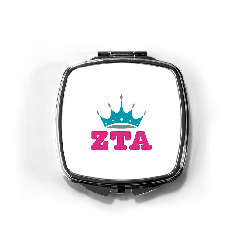 Zeta Tau Alpha Sorority Pocket Mirror - Greek Letters Makeup Compact