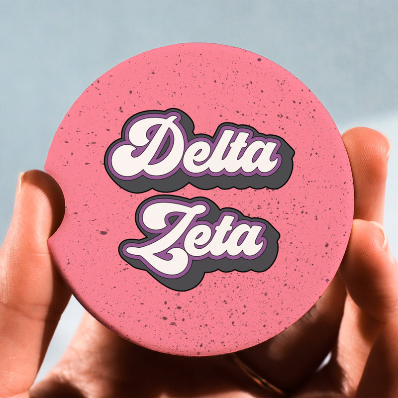 Delta Zeta Car Coasters - Sorority Letters Merch, Perfect Big Little Sorority Gift