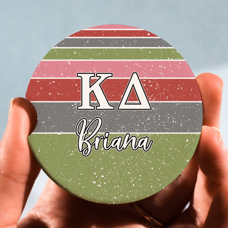 Kappa Delta Car Coasters - Sorority Letters Merch, Perfect Big Little Sorority Gift