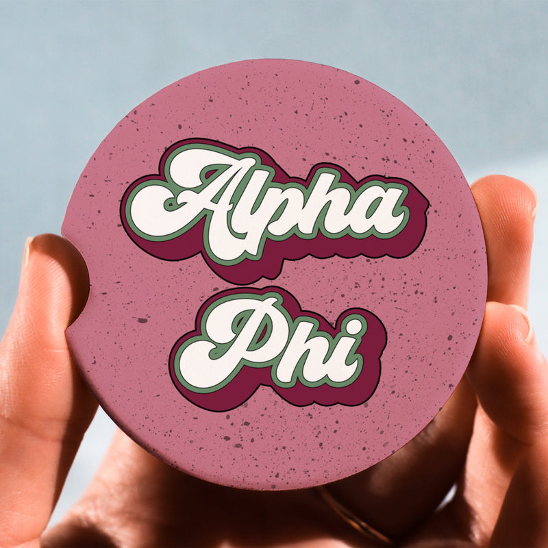 Alpha Phi Car Coasters - Sorority Letters Merch, Perfect Big Little Sorority Gift
