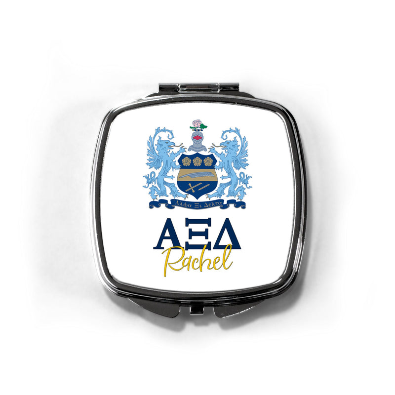 Alpha Xi Delta Sorority Pocket Mirror - Greek Letters Makeup Compact