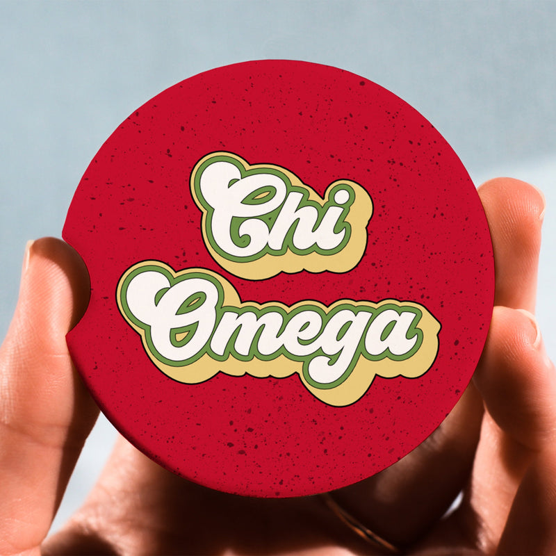 Chi Omega Car Coasters - Sorority Letters Merch, Perfect Big Little Sorority Gift